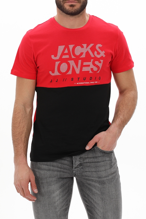 JACK & JONES-Ανδρικό t-shirt JACK & JONES 12226385 JJMARCO κόκκινο μαύρο